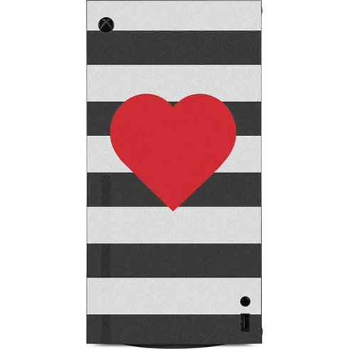 Black And White Striped Heart XBox Series X Digital Edition Console Skin